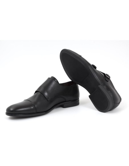 Black leather monkstrap