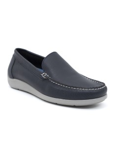 Blue leather boat shoe