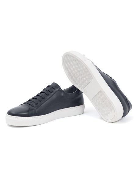 Blue leather sneakers