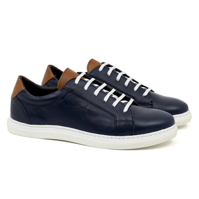 baskets en cuir bleu LETMAN-NAVY