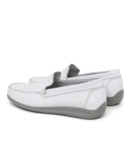 White leather boat shoe