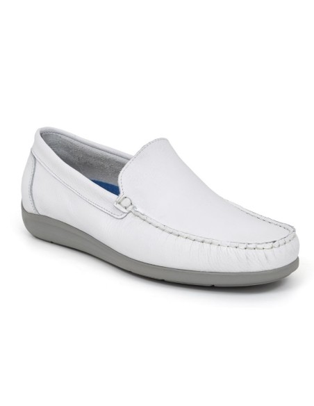 White leather boat shoe