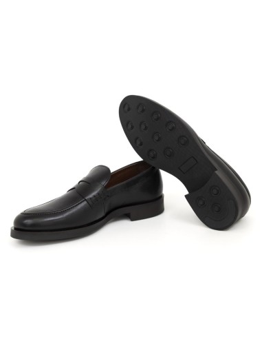 Black leather moccasin