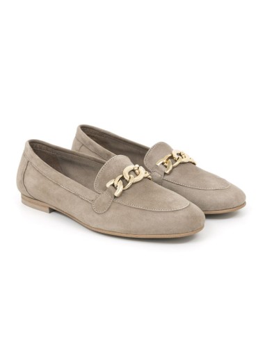Beige velvet women's moccasins