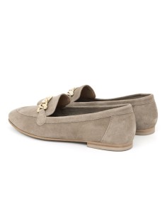 Beige velvet women's moccasins 2
