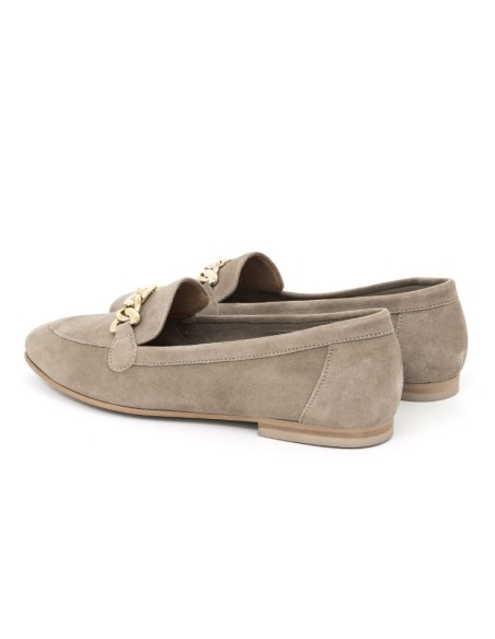Beige velvet women's moccasins