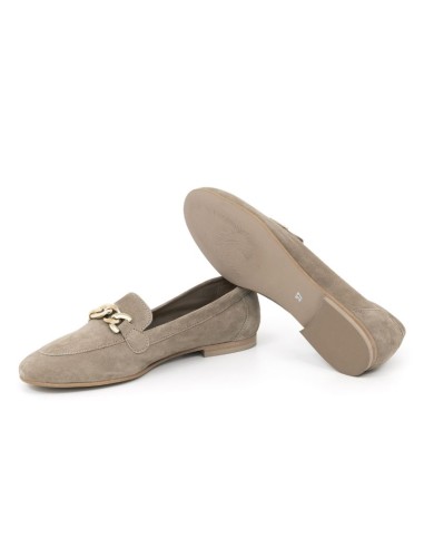 Beige velvet women's moccasins