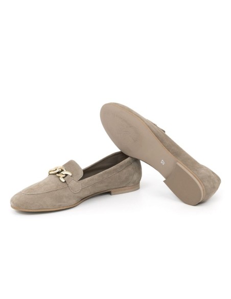 Beige velvet women's moccasins
