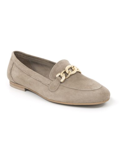 Beige velvet women's moccasins