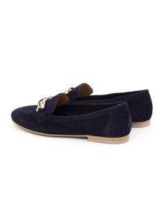 Blue velvet women's moccasins 2