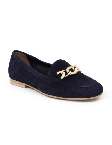 Blue velvet women's moccasins