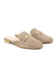 Beige velvet women's mocassins