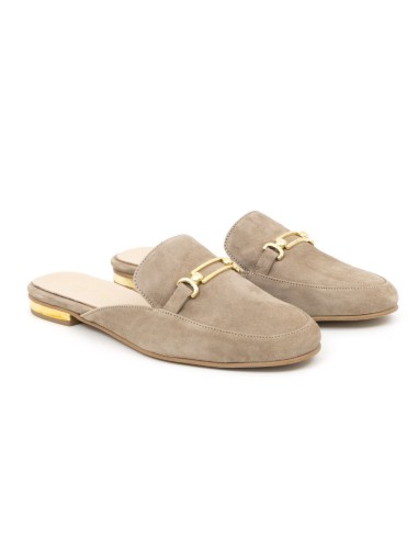 Beige velvet women's moccasins