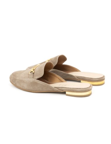 Beige velvet women's mocassins