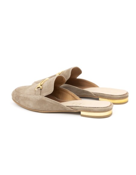 Beige velvet women's moccasins