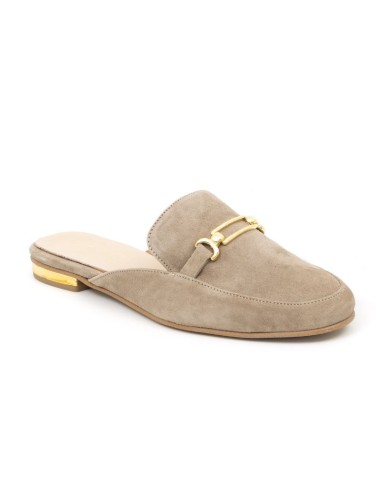 Beige velvet women's moccasins
