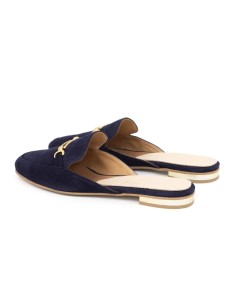 Blue velvet women's moccasins 2