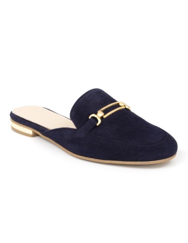 Blue velvet women's moccasins