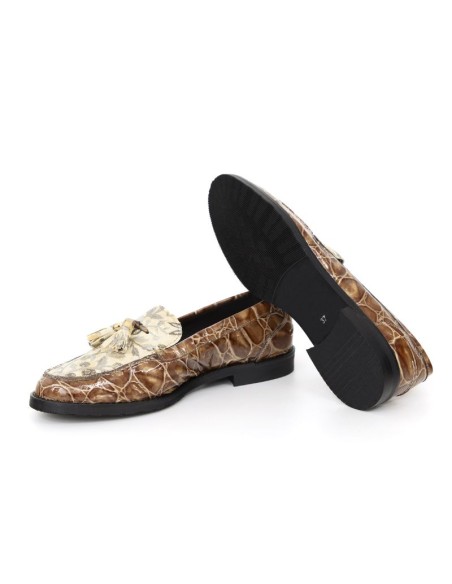 Light Brown leather women's moccasins