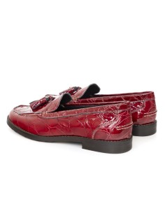Red leather women's moccasins 2