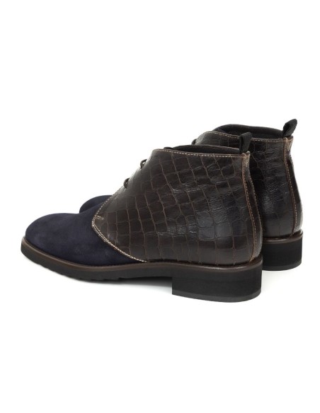 Botines de mujer de piel combinado de pieles color azul