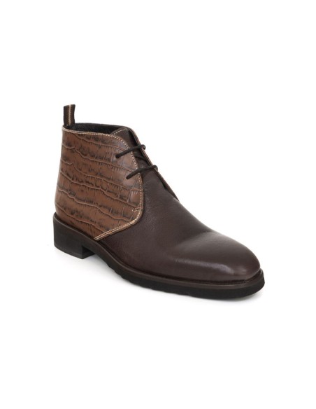 Botines de mujer de piel combinado de pieles color cuero