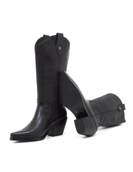 Botas de mujer de piel liso color negro