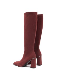 Burgundy suede Women's high boots 2