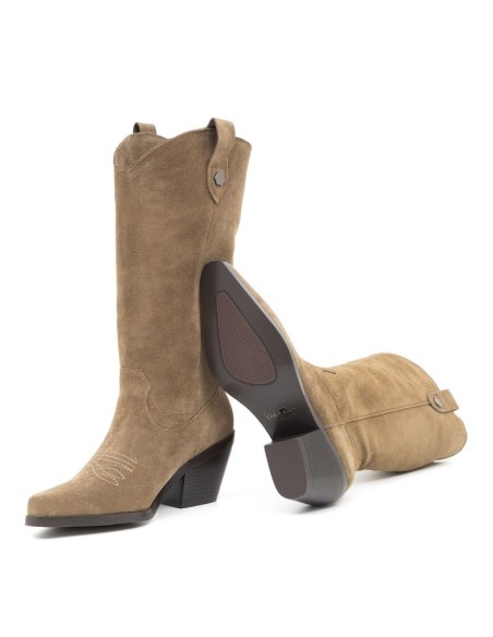 bottes femme suède cuir W-SERENO-TAUPE