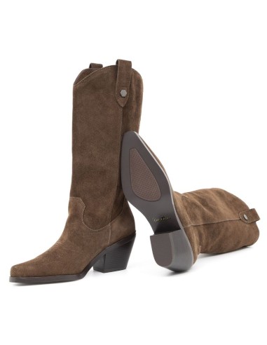 Botas de mujer de ante liso color marrón