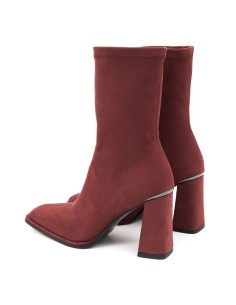 Burgundy suede Women's high boots 2