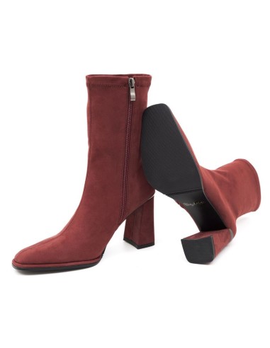 Burgundy suede Women's high boots