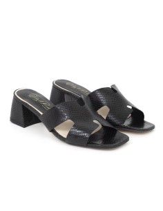 Black leather women's sandals