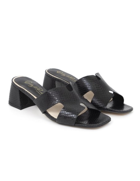 Black leather women's sandals