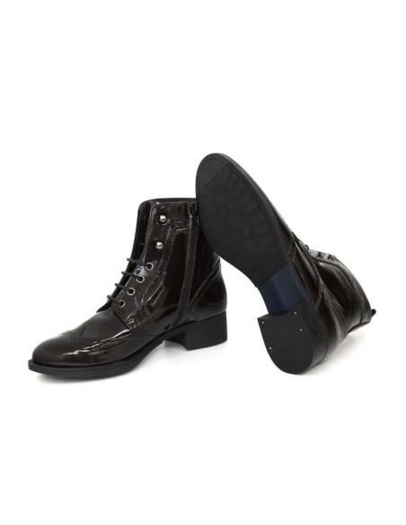 Botines de mujer de piel semi-brogado color marrón