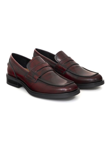 Burgundy leather women's mocassins
