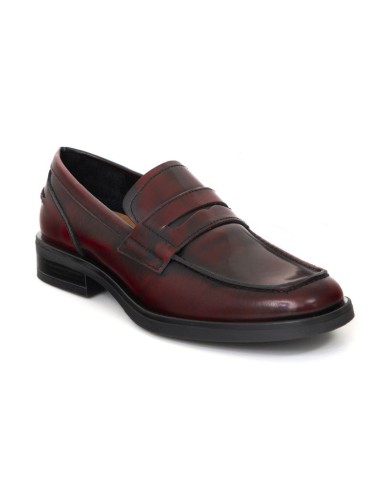 Burgundy leather women's moccasins