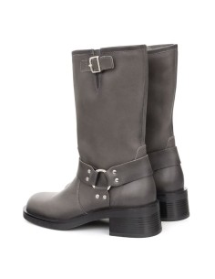 Botas de mujer de piel con hebilla color gris 2