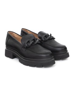 Black leather women's moccasins