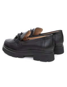 Black leather women's mocassins 2