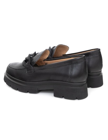Black leather women's moccasins