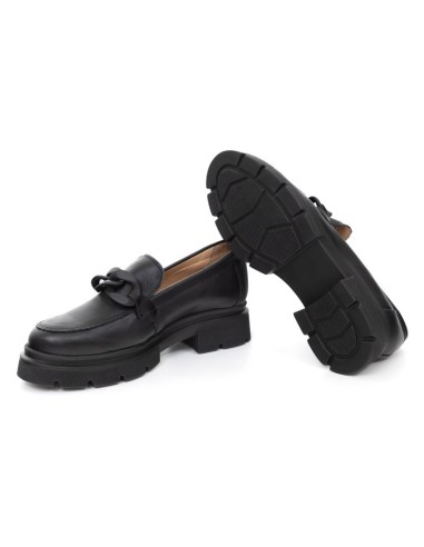 Black leather women's moccasins