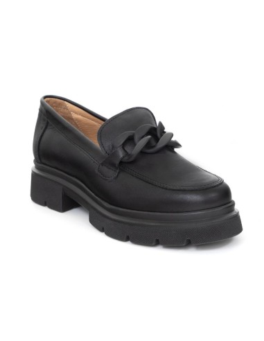 Black leather women's moccasins