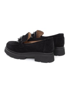 Black suede women's mocassins 2