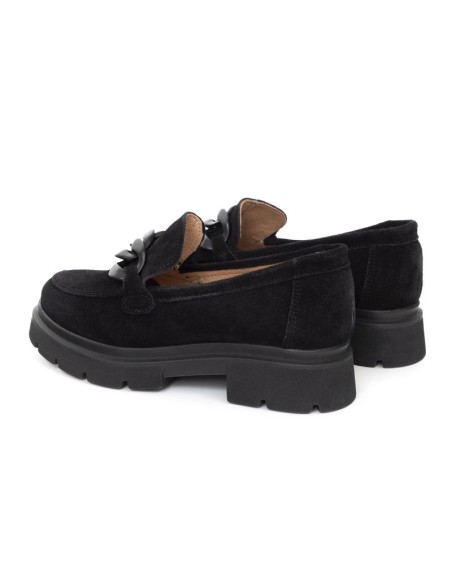 Black suede women's moccasins