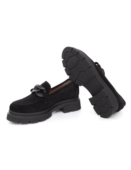 Black suede women's moccasins
