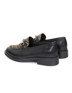 Black combined with leather women's moccasins 2