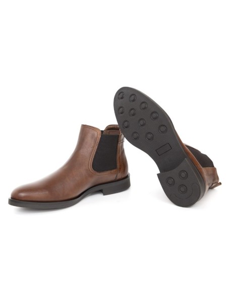 Botines Chelsea de piel difuminado color cuero