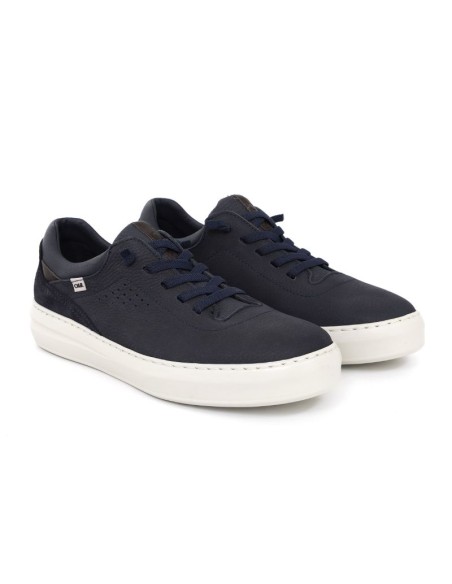 Sneakers de nobuck liso color azul