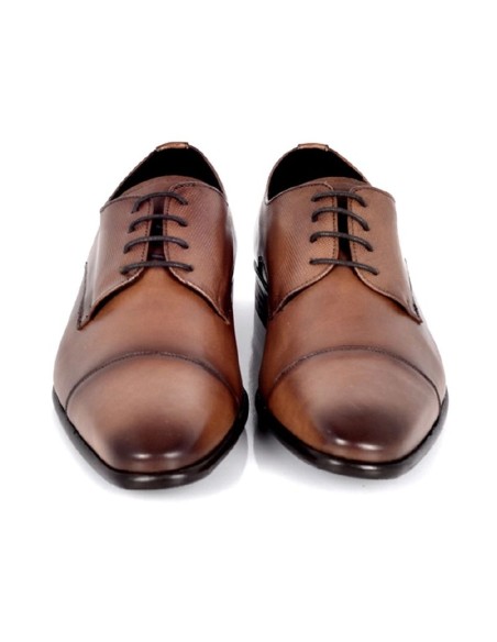 Derby de piel con plantilla extraible color cuero